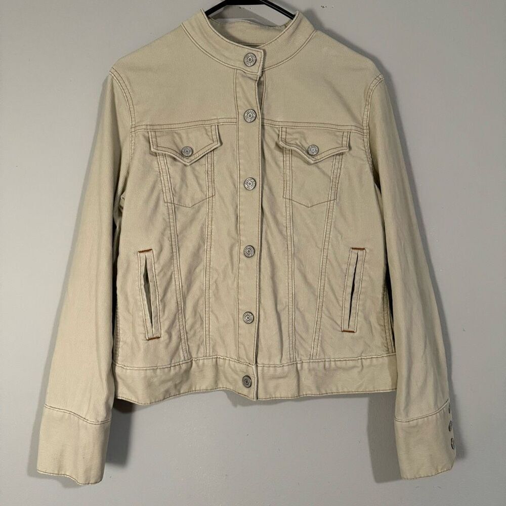 GAP Vintage 2003 Y2K Cream Corduroy Snap Button Jacket M